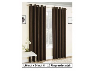 Single pc/panel plain Eyelet/Ring curtain Dark Brown color