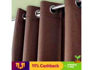 Elegant Brown Diamond Emboss Silk Curtain