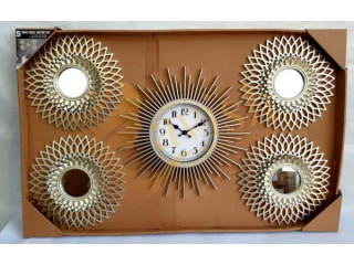 GOLDEN WALL HANGING WITH CLOCK MOTIF