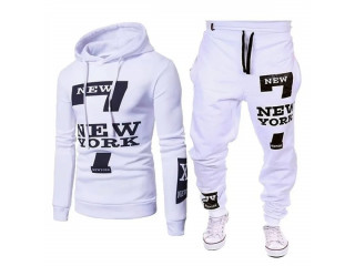 New Men's Casual Letter Print Sweater Hoodie Pants Fashion Set