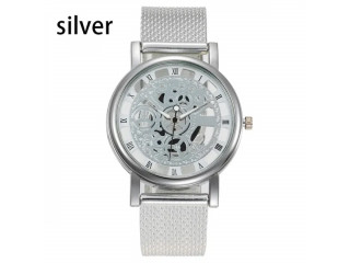 Hollow Out Quartz Watch Mesh Belt Steel Dial Pointer