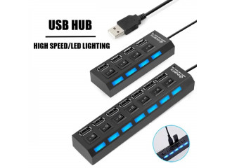 LED USB 2.0 Adapter Hub Multi-Port Socket