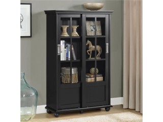 Tables and Trolleys - Bookcase with Sliding Glass Doors - Black