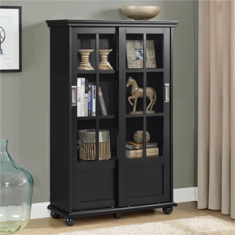 tables-and-trolleys-bookcase-with-sliding-glass-doors-black-big-0