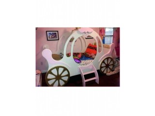 Cinderella Cart Kids Bed - Pink/Off White