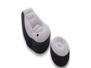 Inflatable Sofa / Chair With Footrest Set - Black & Silver