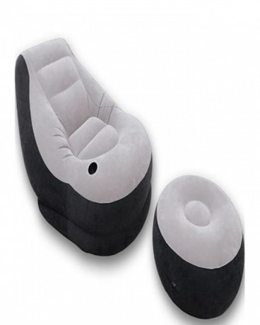 inflatable-sofa-chair-with-footrest-set-black-silver-big-0