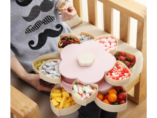 Plastic Flower Shaped Storage Box for Nuts Seeds Candy